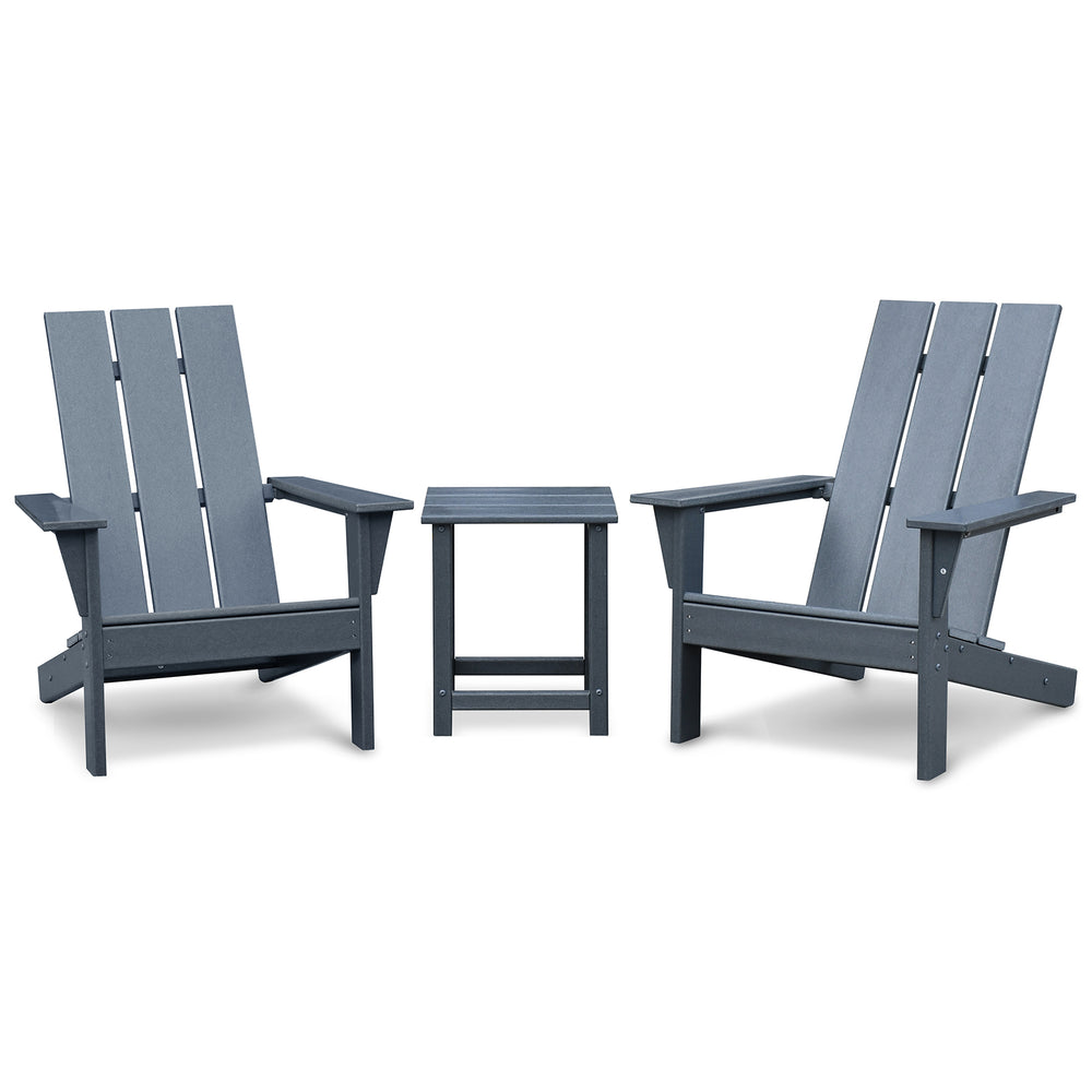 Cozy Grey Adirondack Chair Duo with Table for Outdoor Relaxation