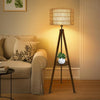 Chic Boho Tripod Floor Lamp with Shelves