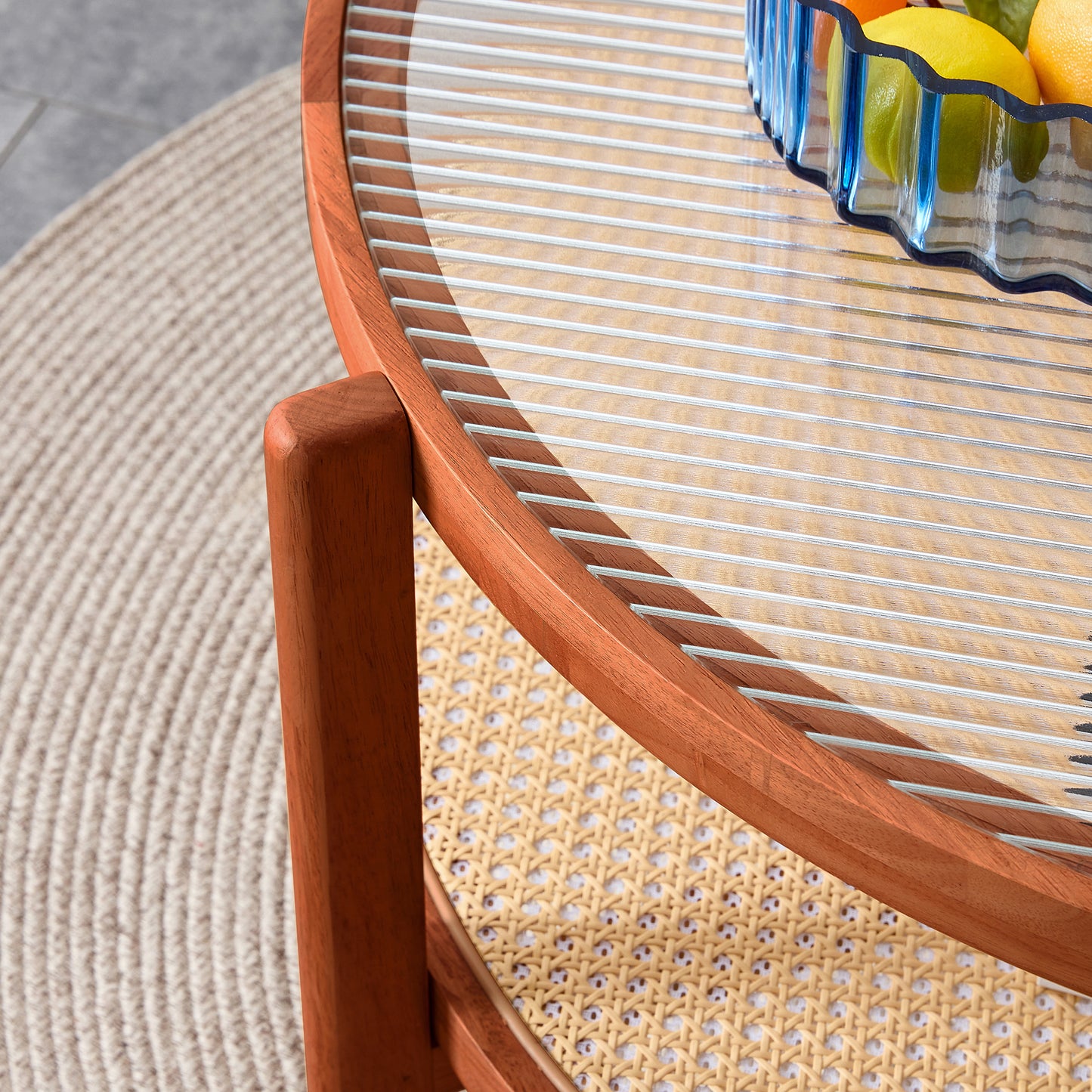 Chic Double-Layer Wood & Glass Coffee Table