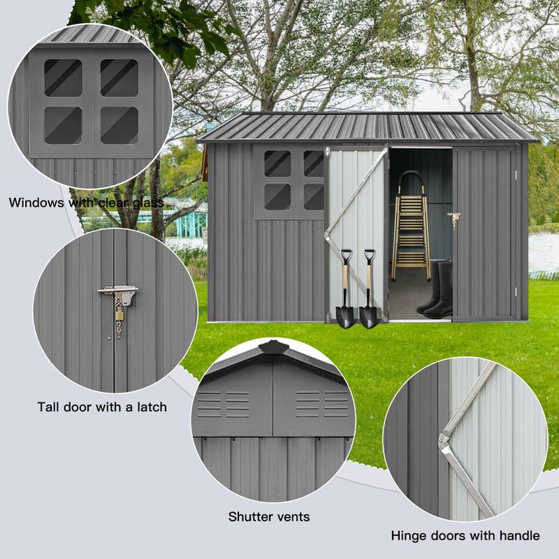 Charming Grey Garden Shed with Window