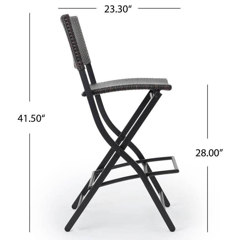 Chic Foldable Wicker Patio Bar Stools - Set of Two