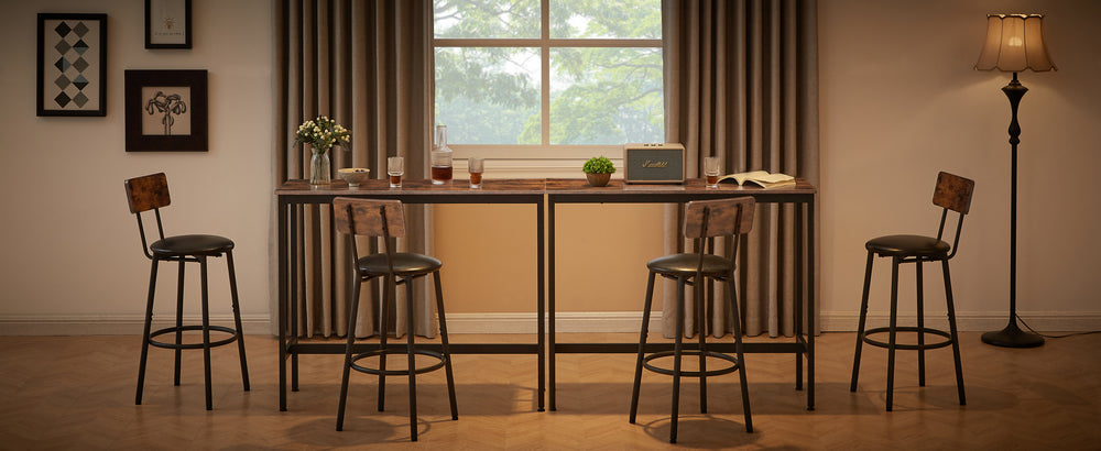 Rustic Charm Bar Table Set with Cozy Stools