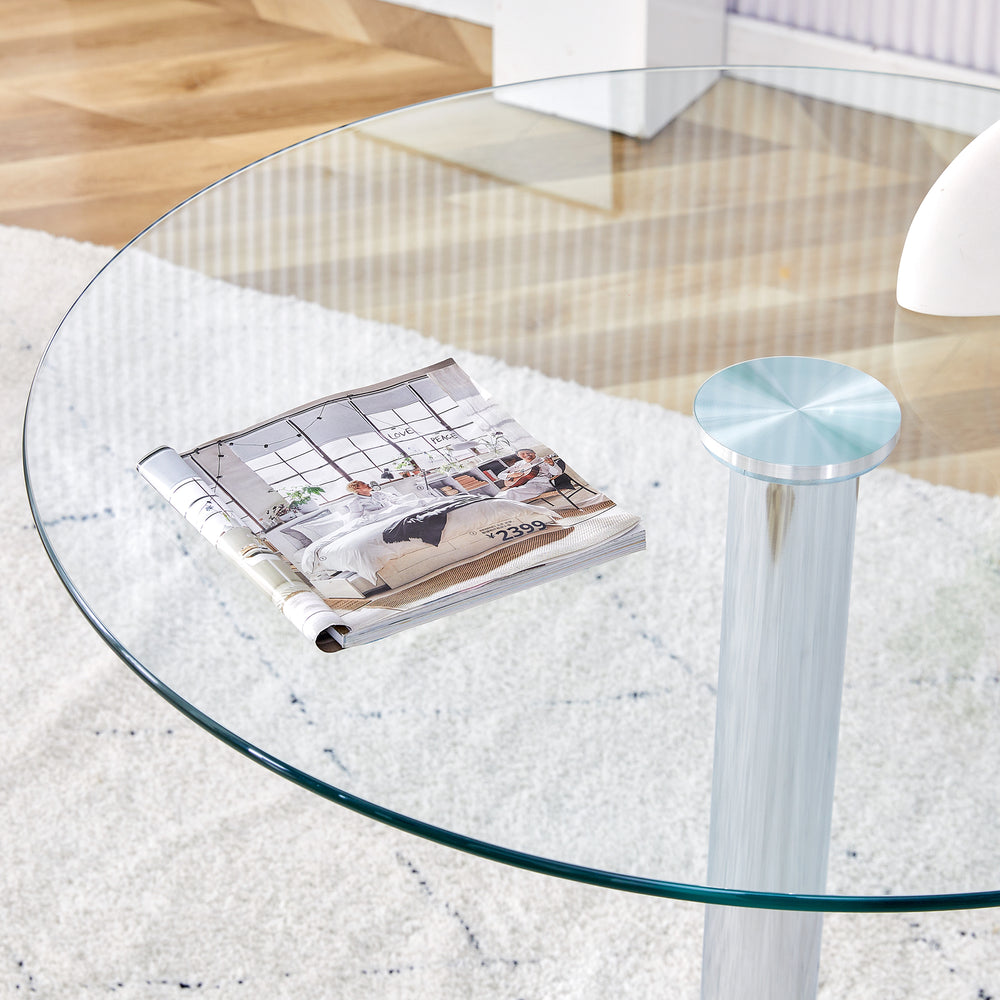 Sleek Silver Round Dining Table