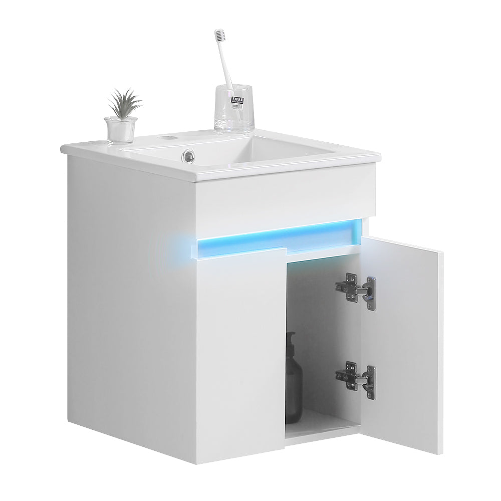 Sleek Wall-Mounted Bathroom Vanity with Sensor Light