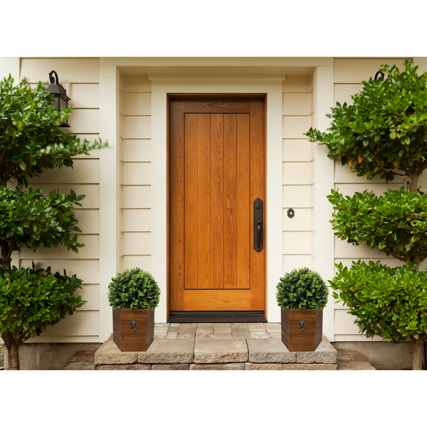 Charming Faux Topiary in Rustic Redwood Pot