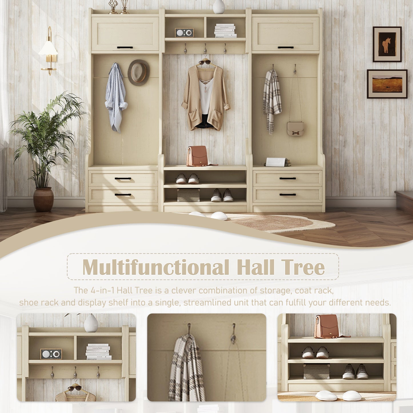 Versatile Hall Tree with Storage & Hooks