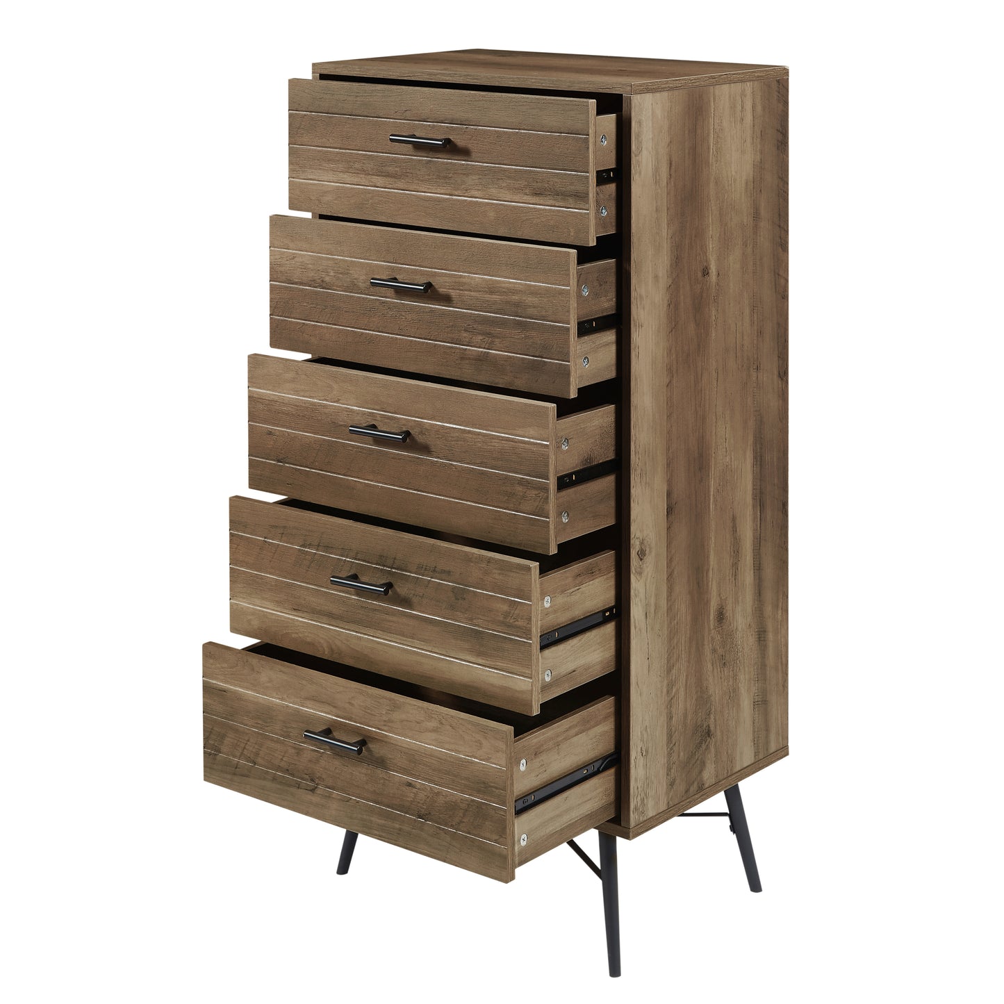 Rustic Walnut 5-Drawer Dresser