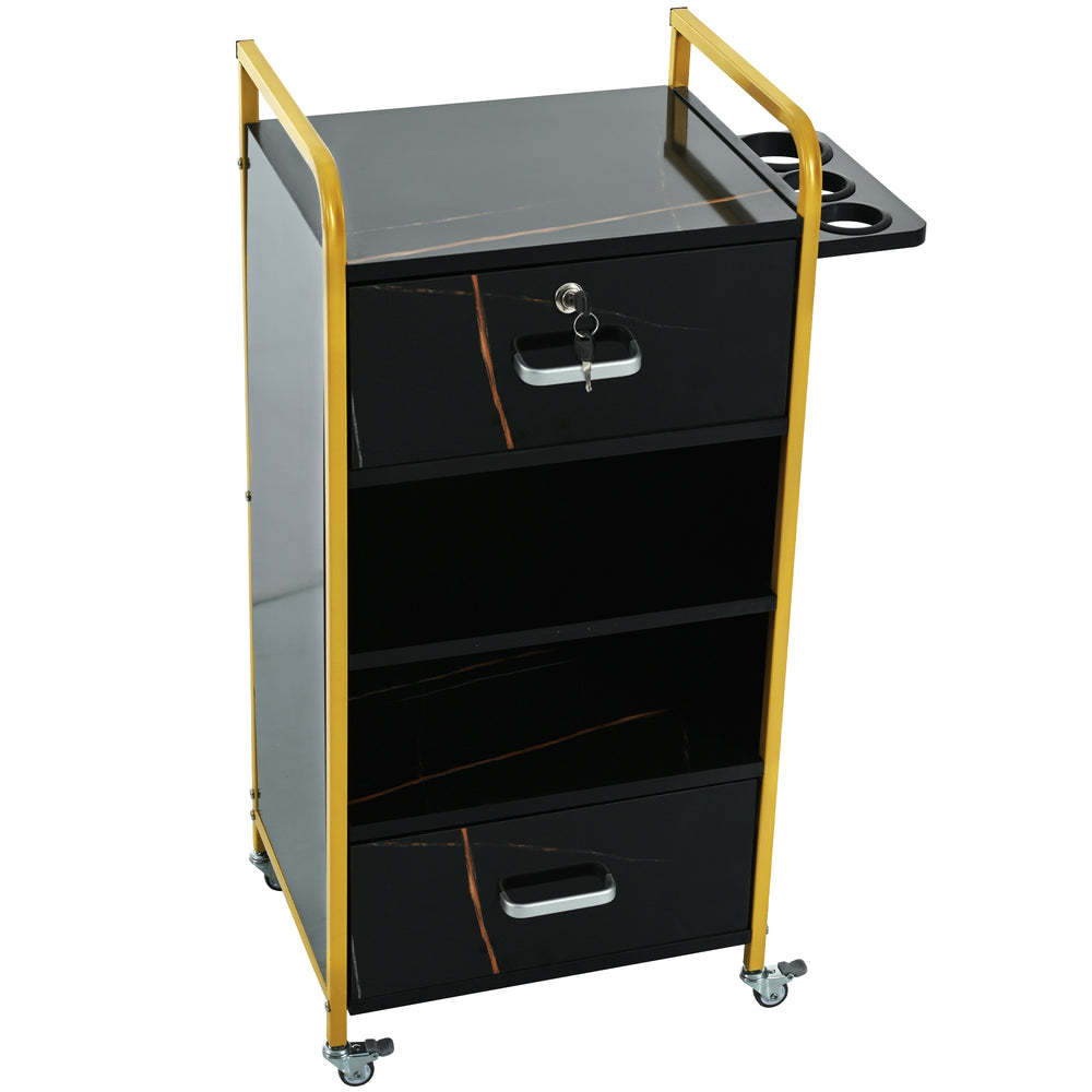 Sleek Salon Organizer with Hair Dryer Holders and Drawers