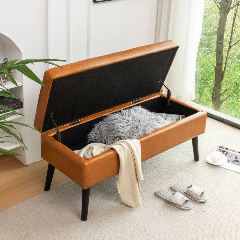 Stylish Leather Storage Bench