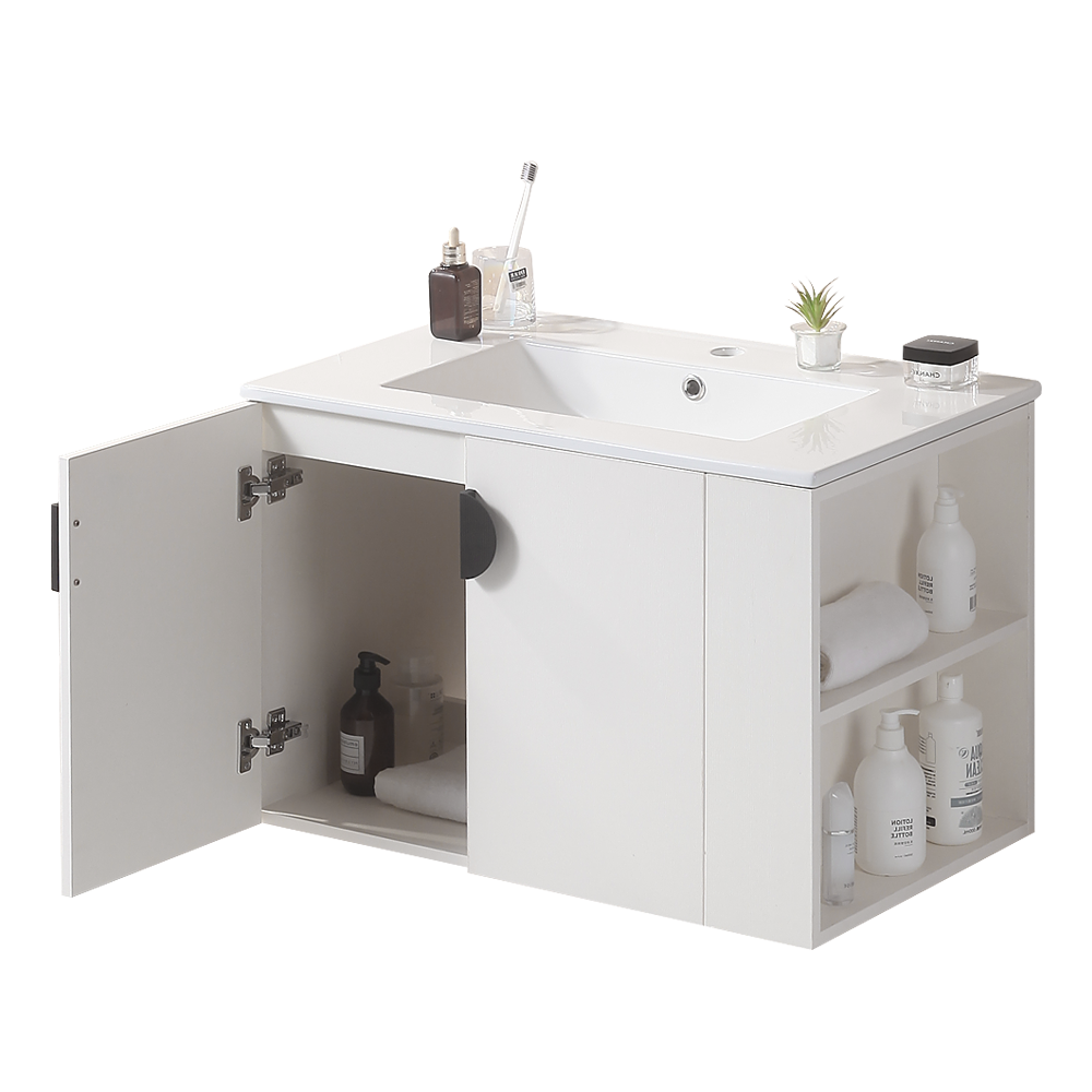 Elegant White Bathroom Vanity with Sink and Storage