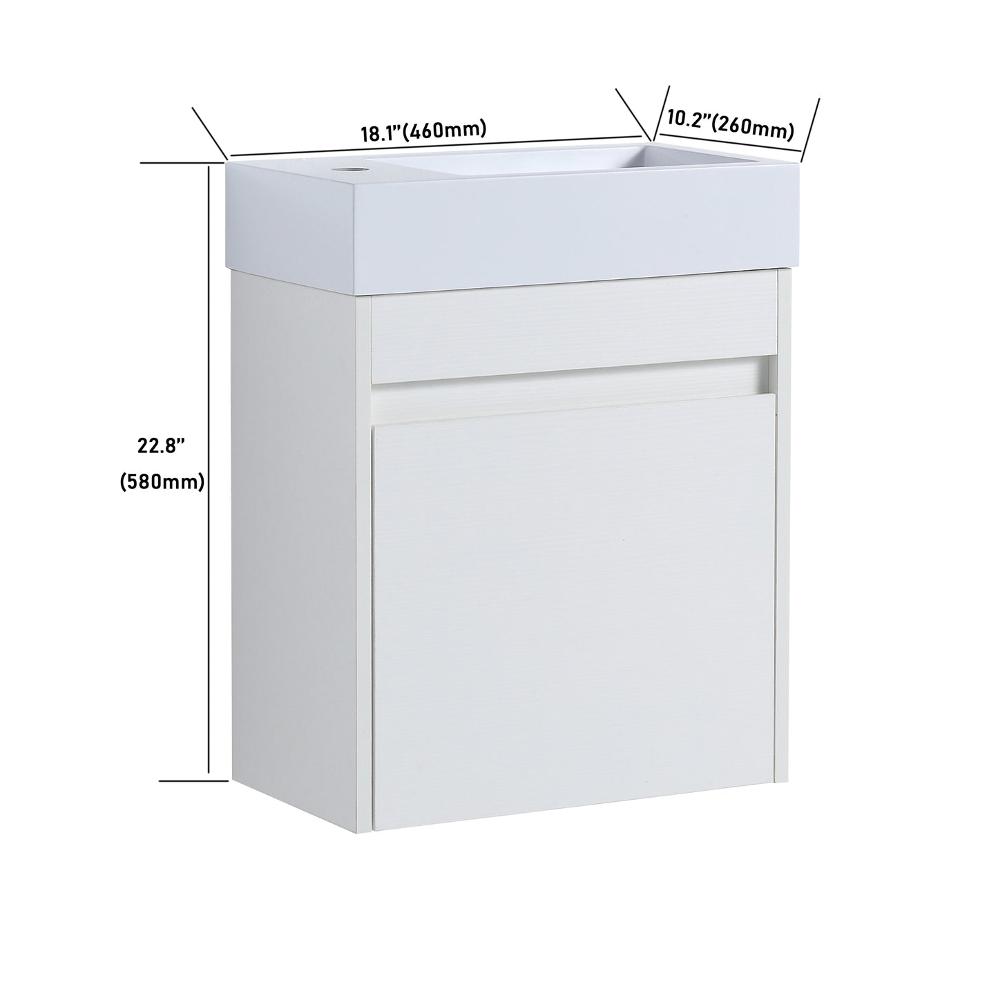 Sleek Wall-Mounted Bathroom Vanity with Soft-Close Door & White Sink