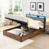 Smart Rustic Queen Bed with Bookcase & LED Lights