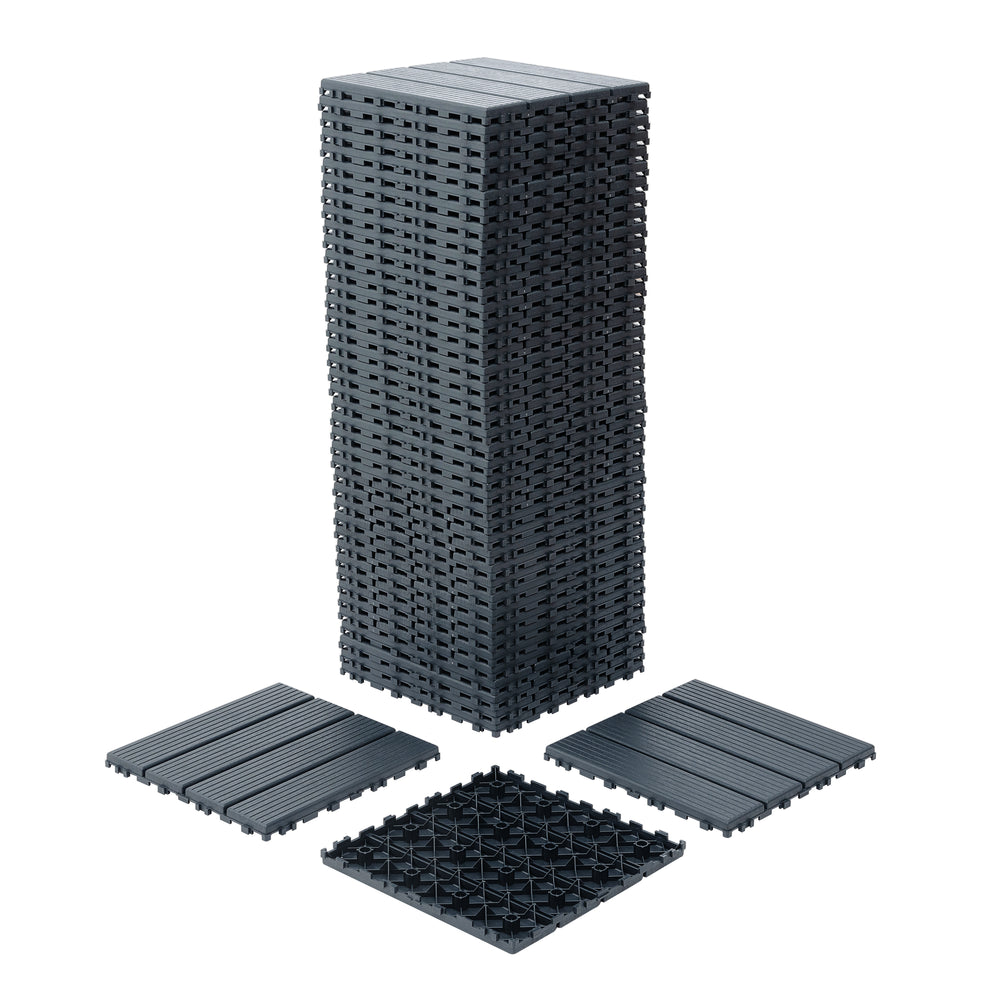 Rain-Ready Interlocking Patio Tiles - Grey