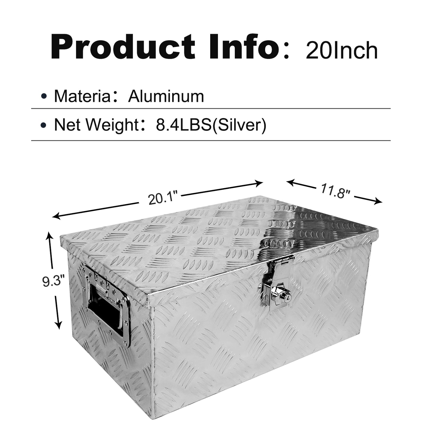 Silver Truck Tool Vault with Lock & Handle