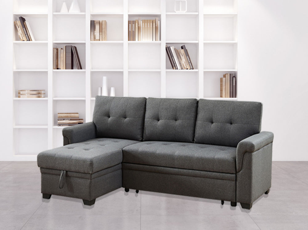 Cozy Gray Reversible Sleeper Sofa with Storage Chaise