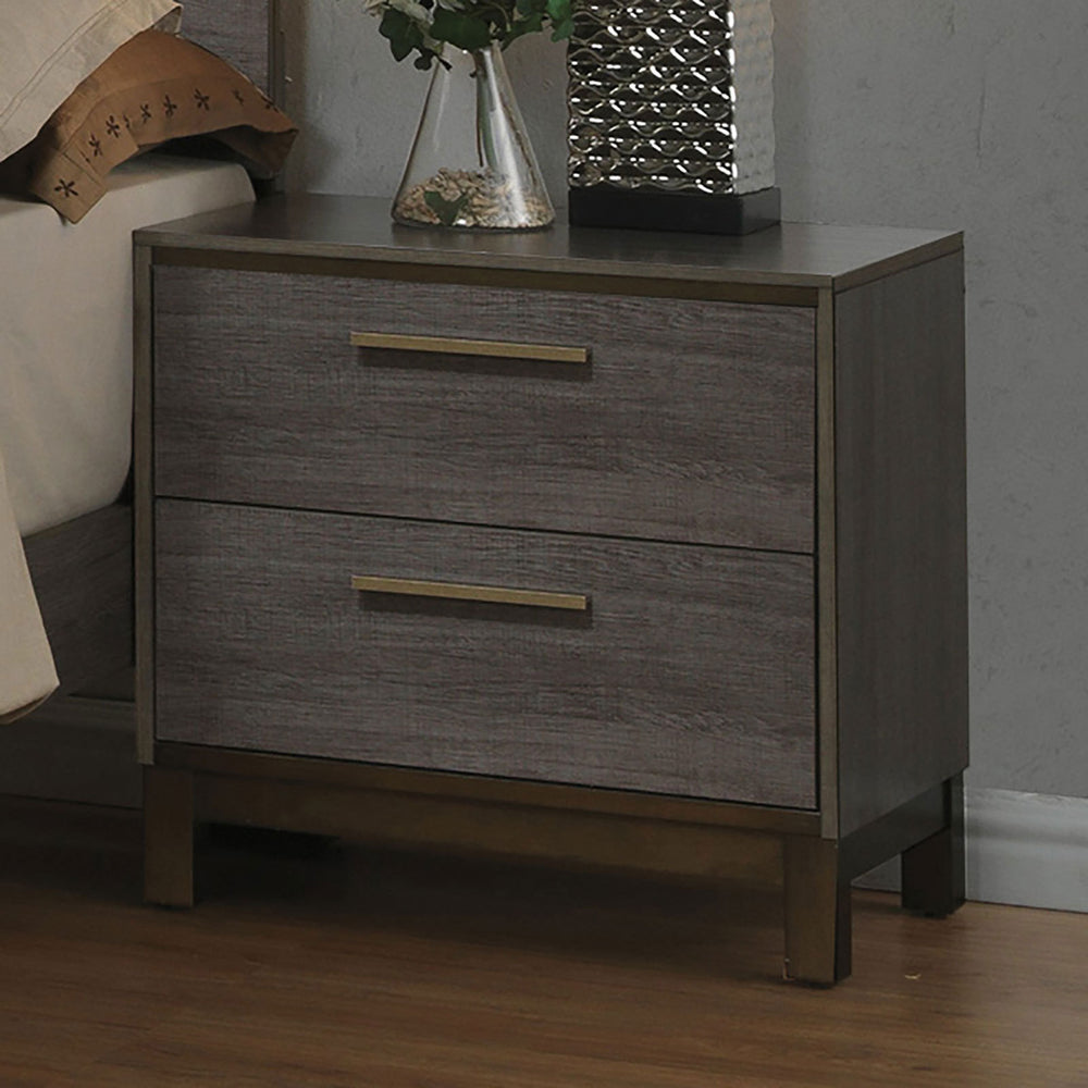 Chic Two-Tone Nightstand with Brass Accents