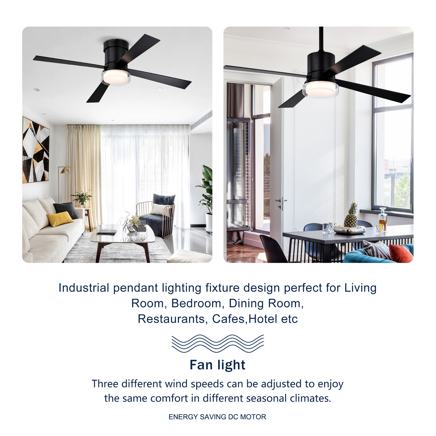 Modern Dimmable Fandelier Ceiling Fan with Remote