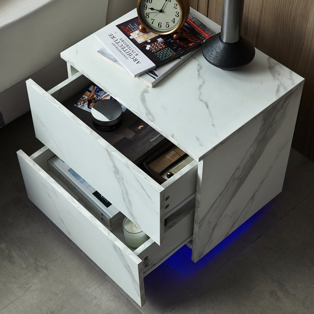 Shining White Nightstands with Drawers