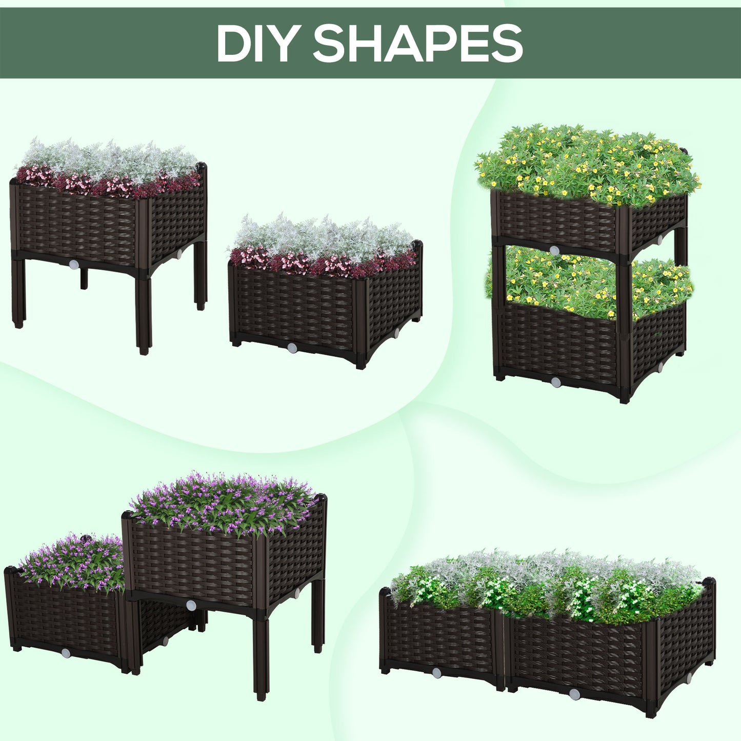 Easy Garden Elevated Planter Box - Self-Watering Gray Bed for Flowers & Herbs