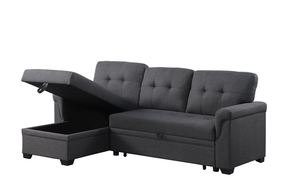 Cozy Gray Reversible Sleeper Sofa with Storage Chaise