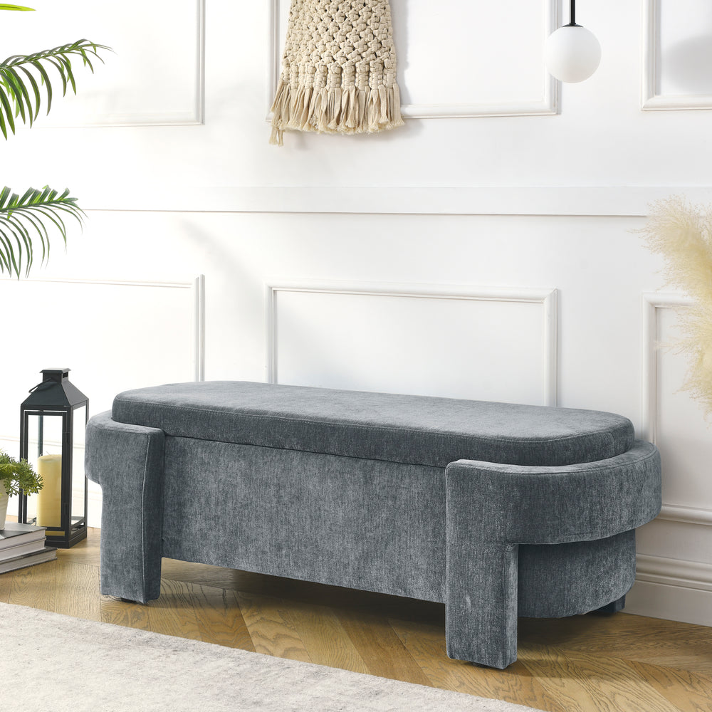 Chic Chenille Storage Bench