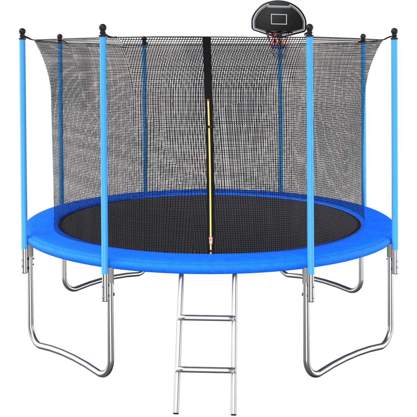 Trampoline Fun Zone with Safety Net and Basketball Hoop