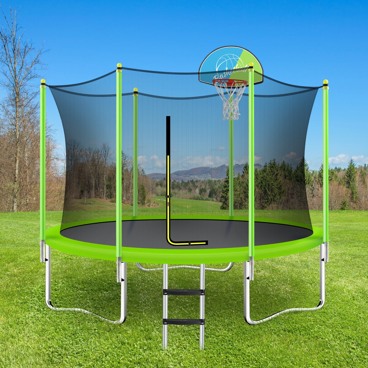 Jump & Play Trampoline with Safety Net, Hoop & Ladder