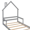 Cozy Twin House Bed with Handrails - Grey