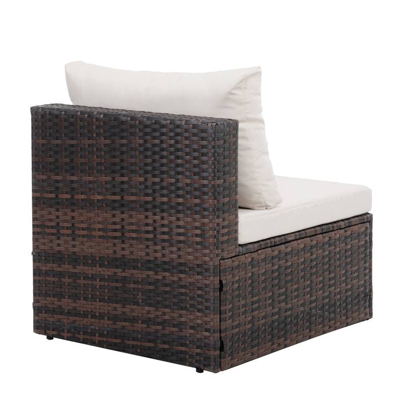 Chic Outdoor Wicker Lounge Set with Glass Table