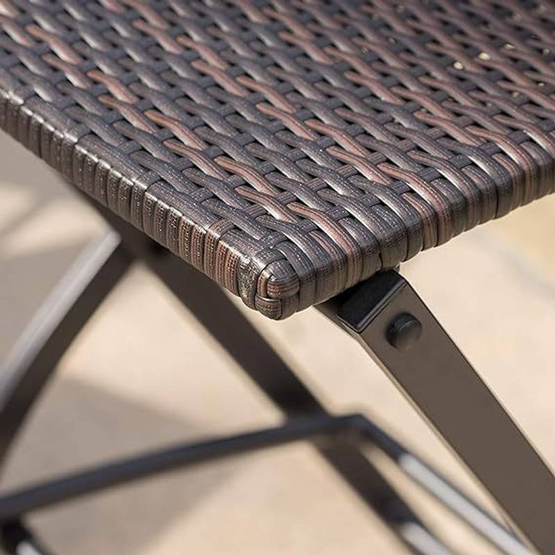 Chic Foldable Wicker Patio Bar Stools - Set of Two