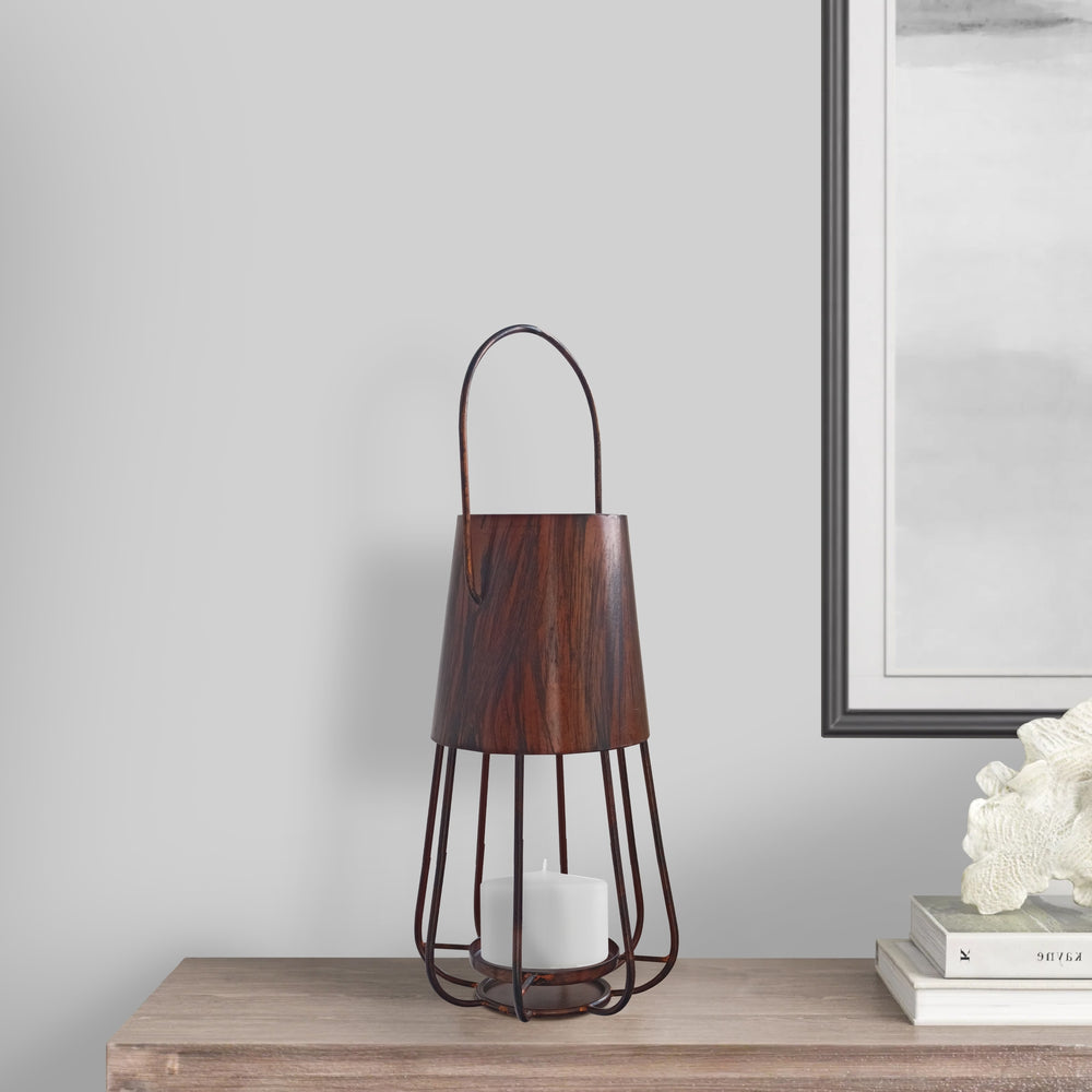 Chic Vintage Iron Lantern with Curved Handle