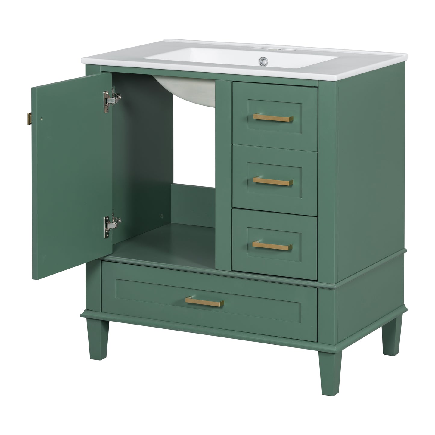 Chic Green Bathroom Vanity with Sink and Soft-Close Drawers