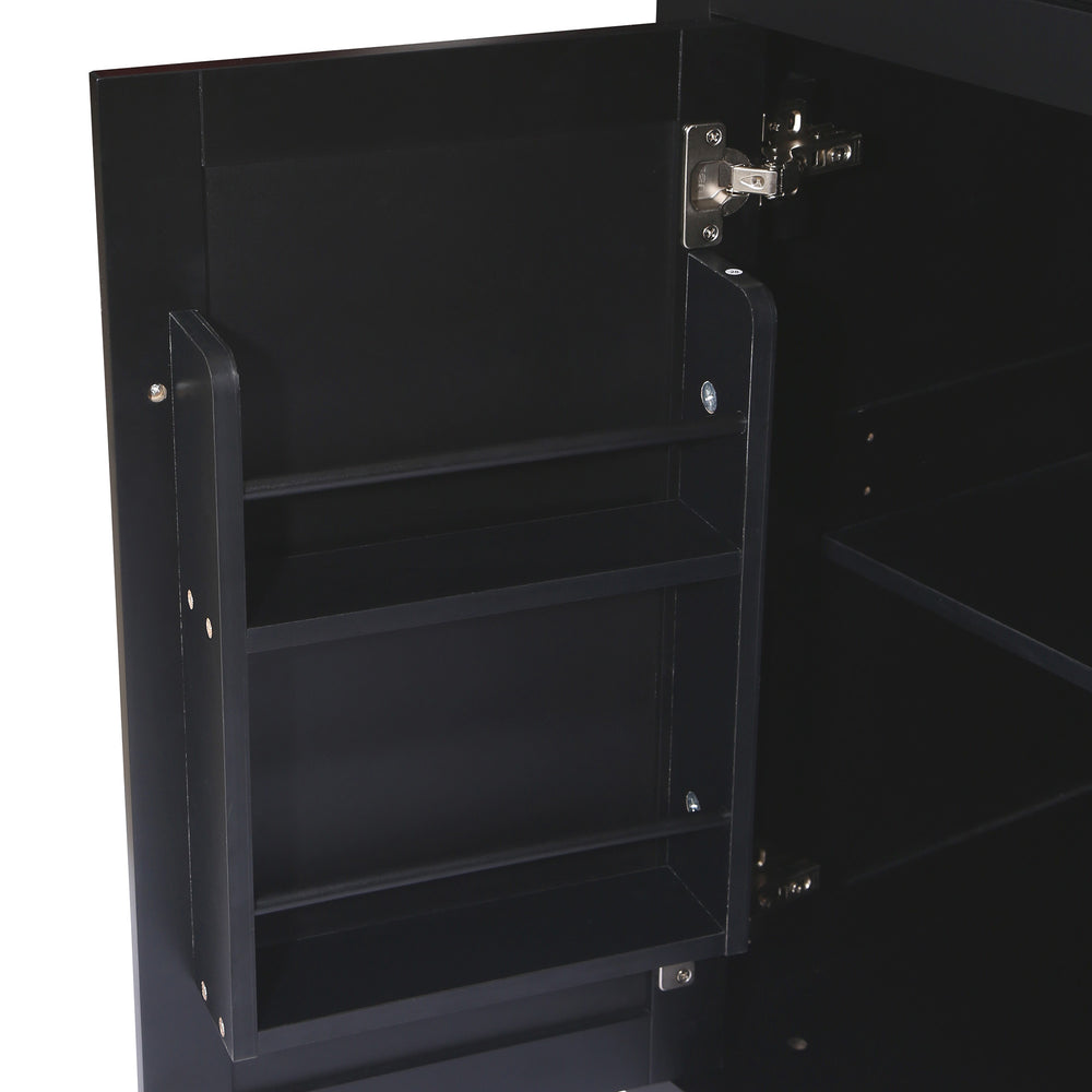 Versatile Black Kitchen Cart with Drop-Leaf Top and Storage Wheels