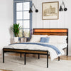 Light-Up Black Metal Bed Frame with Headboard & Noiseless Support