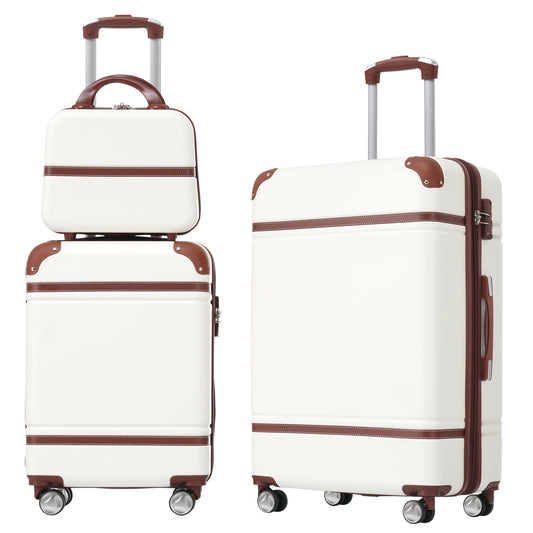 Stylish White Spinner Luggage Set with TSA Lock