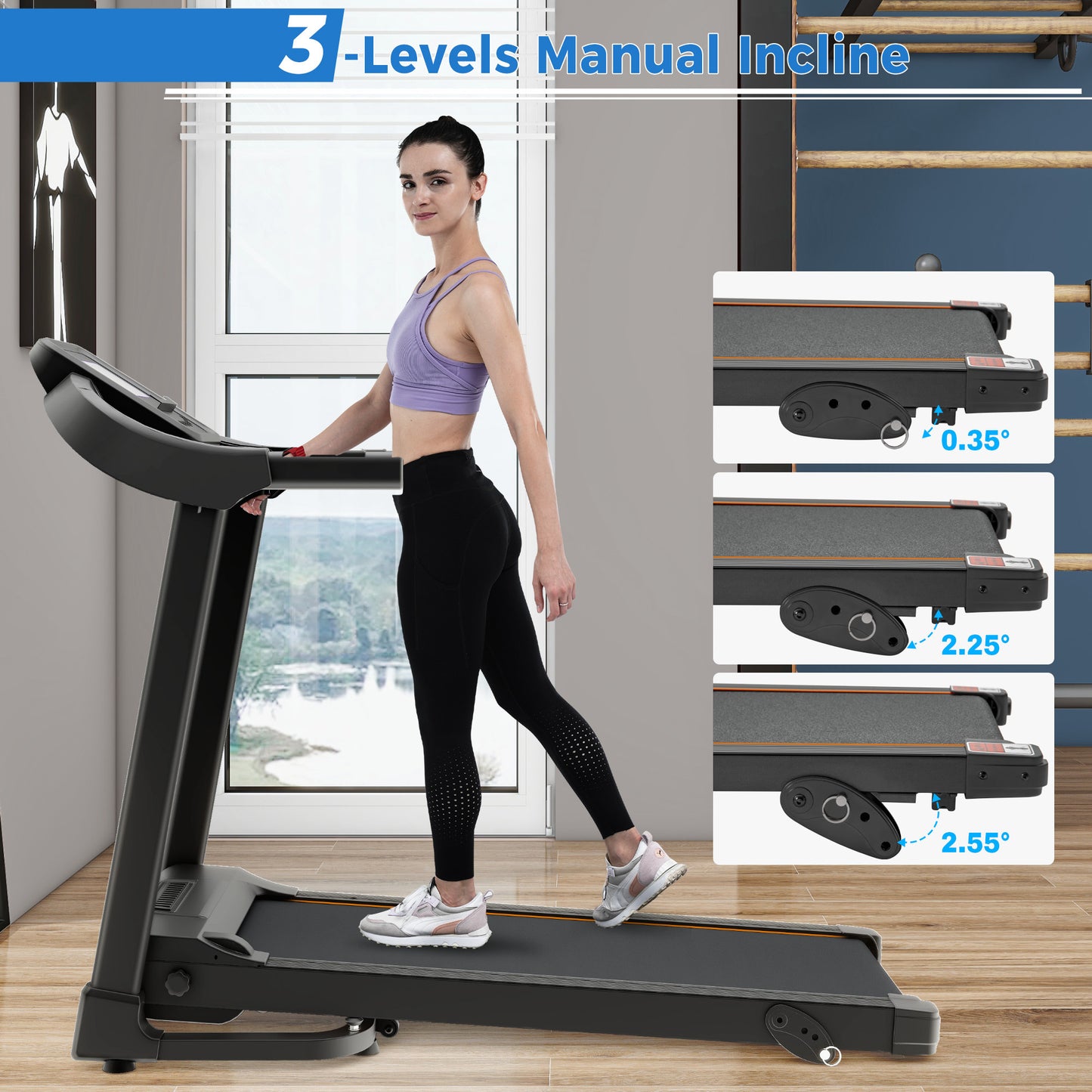 Foldable Fitness Treadmill with Speakers & Adjustable Incline