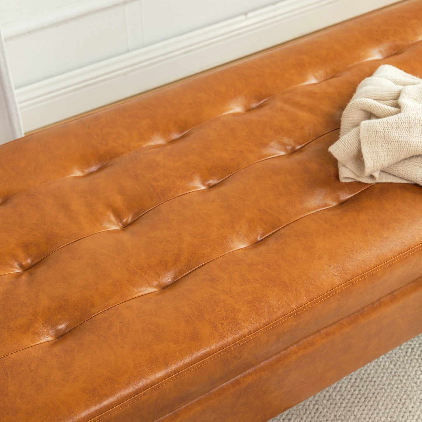 Stylish Leather Storage Bench