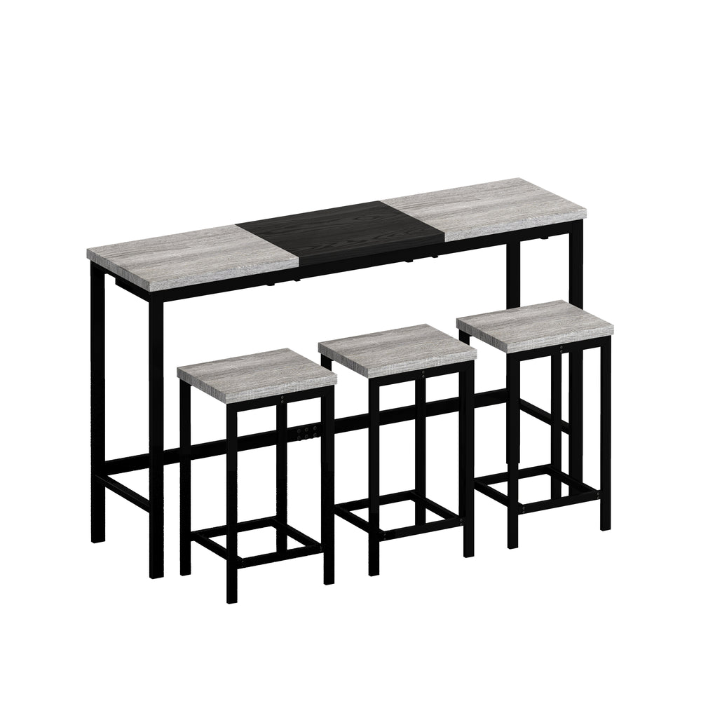 Stylish Grey & Black Kitchen Pub Table with Stools