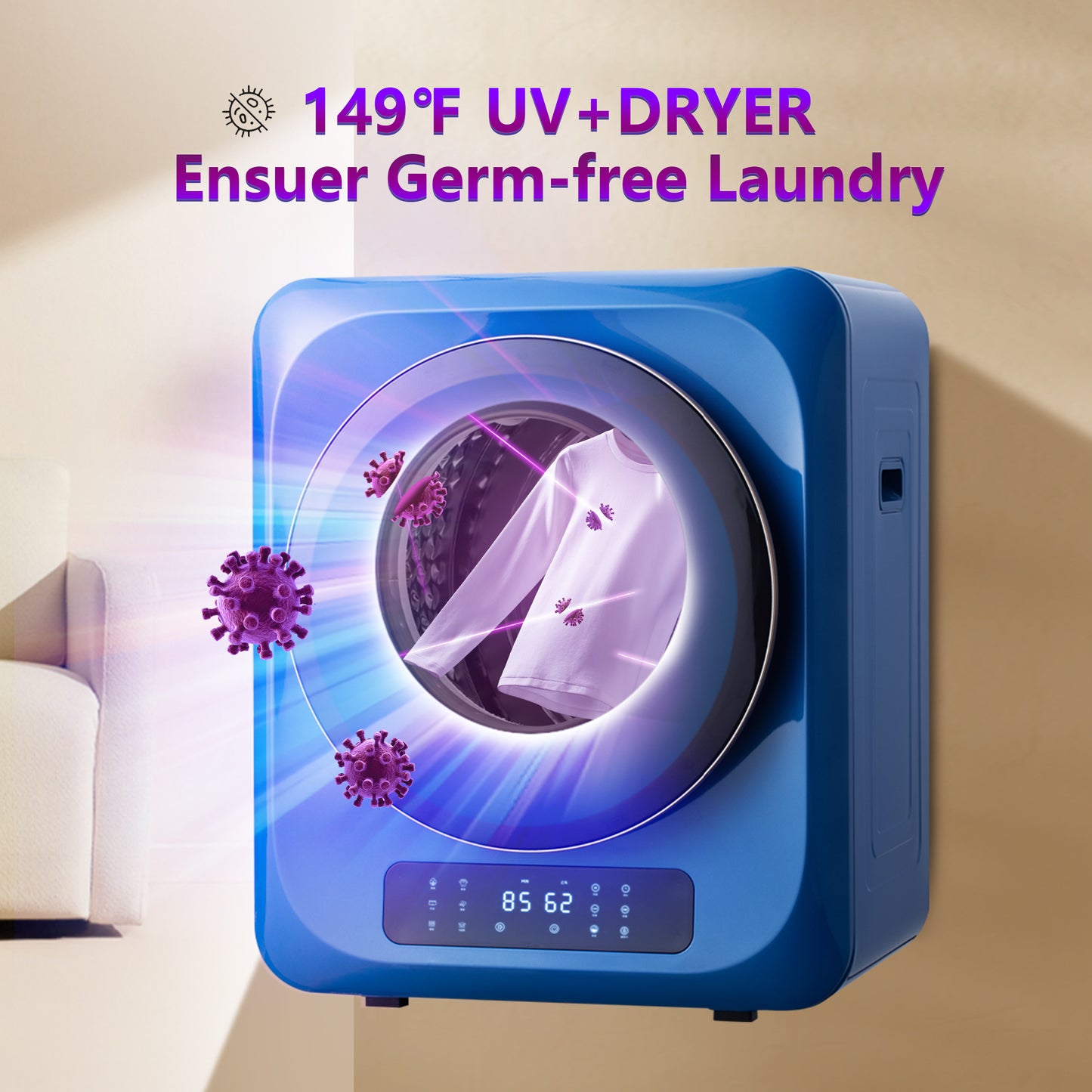 Compact Tumble Dryer with UV Sterilization – Perfect for Home & Dorms!