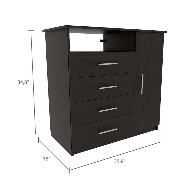Chic Black Bedroom Suite: Dresser & Nightstands