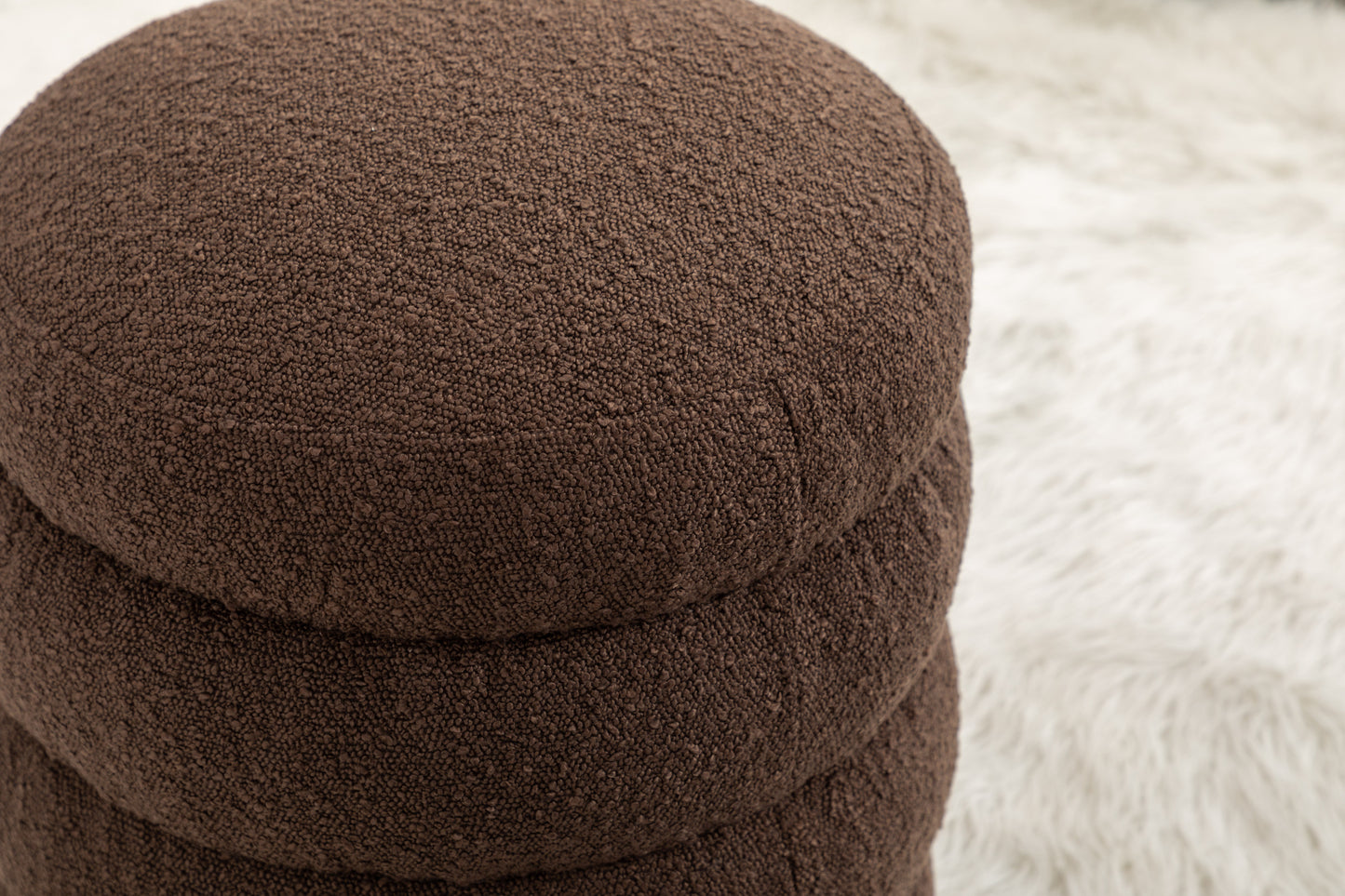 Chic Brown Boucle Ottoman