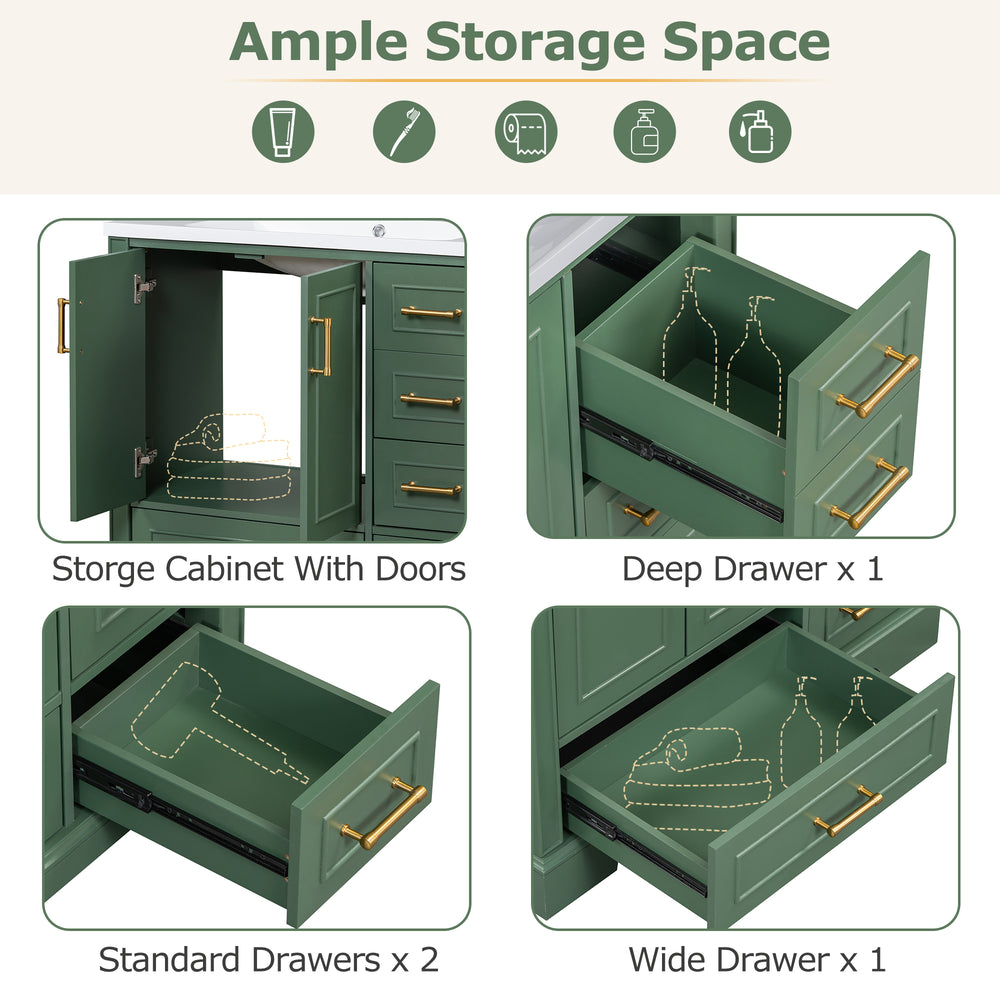 Charming Green Bathroom Vanity Set with Resin Sink