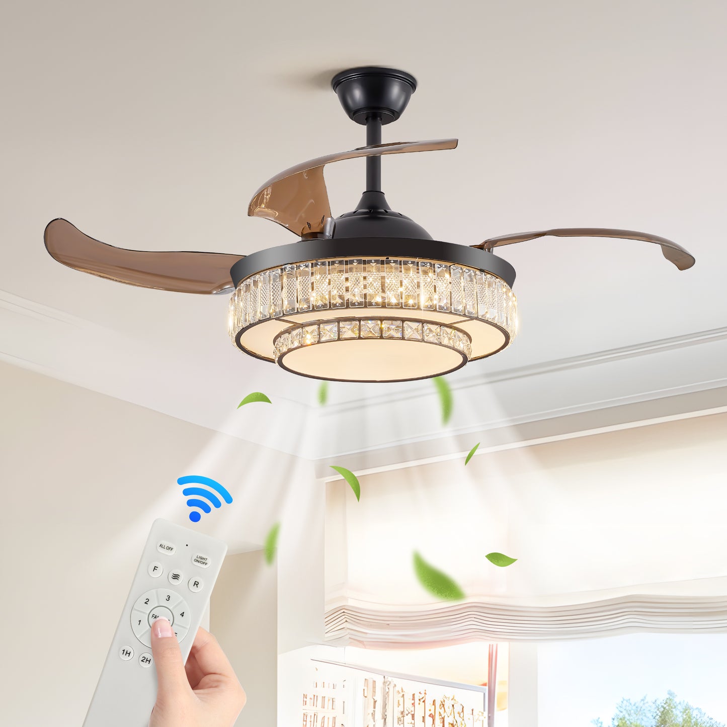 Sleek LED Ceiling Fan with Light & Remote - Modern Comfort for Every Room