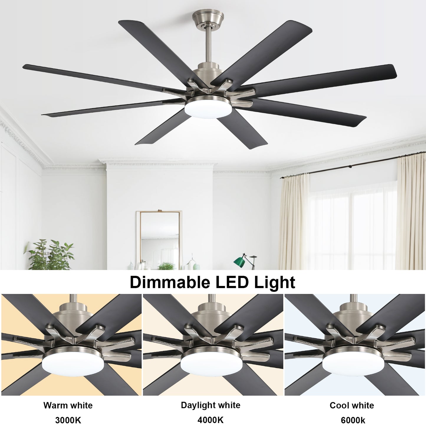 WhisperCool Smart Ceiling Fan with Dimmable Lights