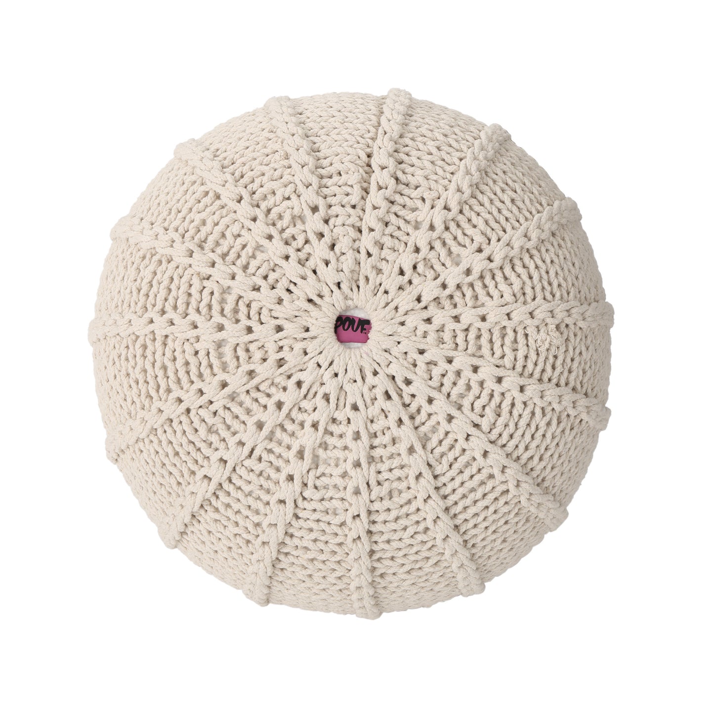 Snug Beige Knitted Pouf