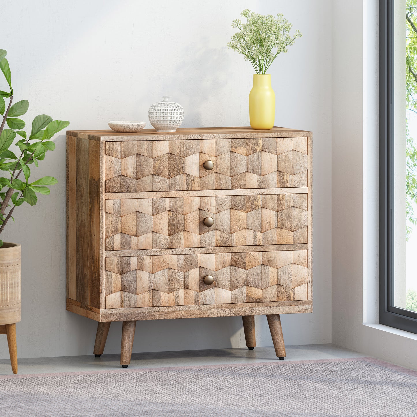 Chic Mango Wood Mid-Century Chest