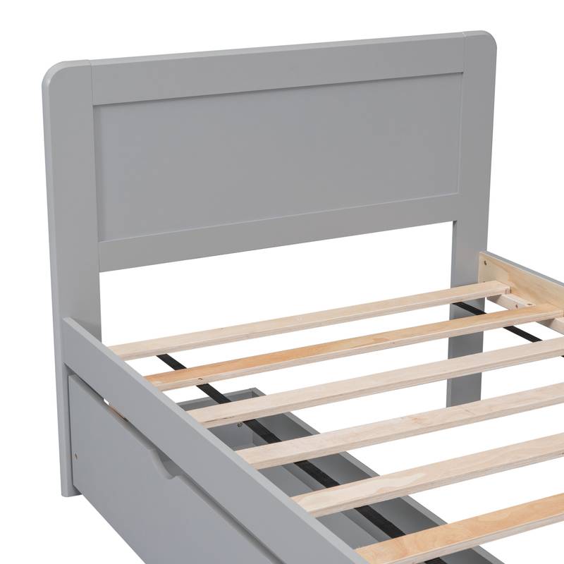 Chic Grey Twin Platform Bed with Storage Drawers