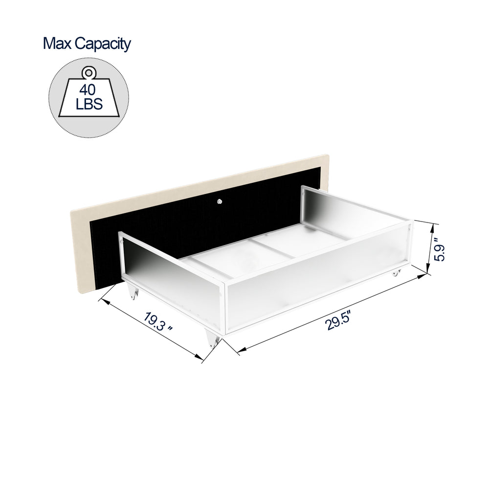 Ivory Velvet Flora Daybed with Storage Drawers