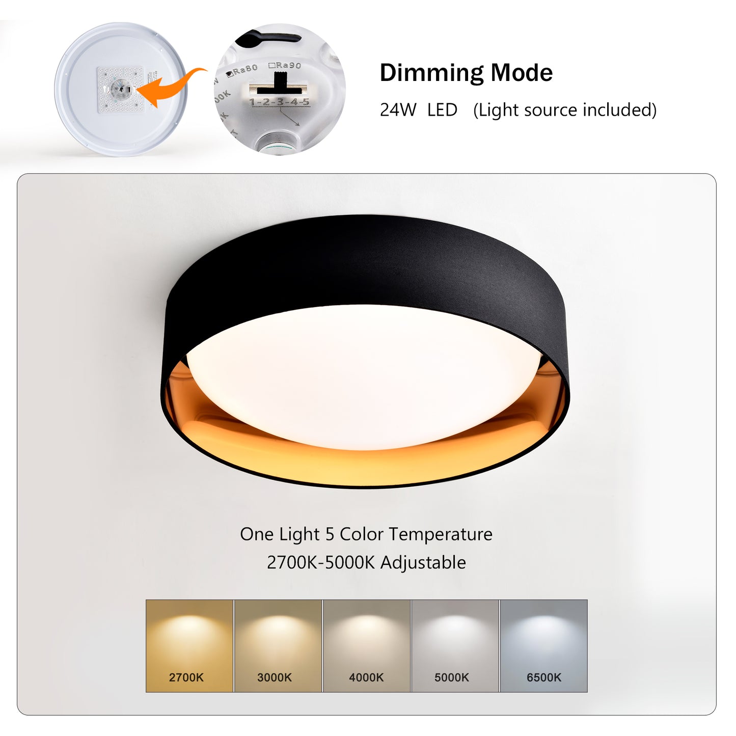 Versatile Glow Flush Mount Light - Dimmable & Color-Selectable Ceiling Fixture