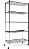 Sturdy 5-Tier Black Storage Shelf